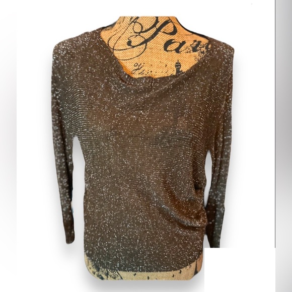 Gigi Modal ALIOCHA SPARKLE LIGHT KNIT Chocolate 3/4 Sleeve Dressy Top OS - Picture 6 of 15